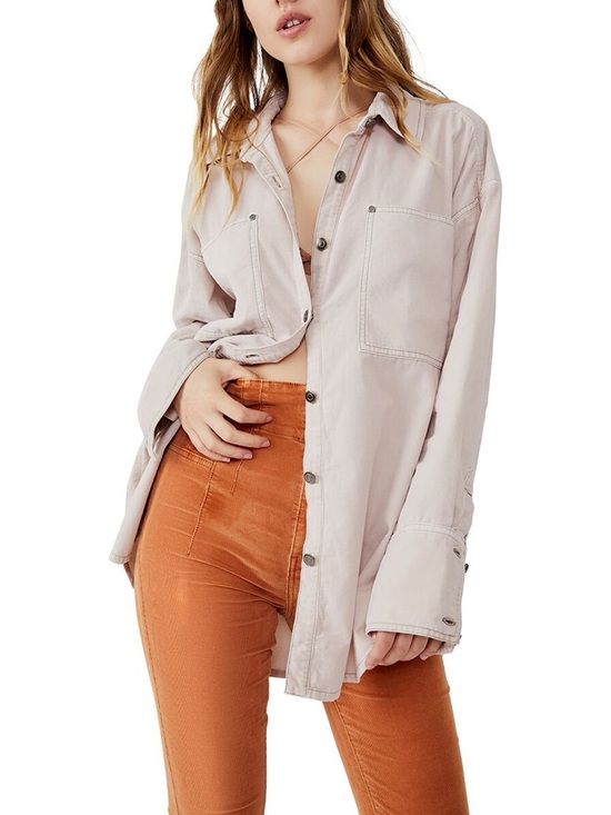 We the free people Tops - Free People Baby Corduroy Oversized Button Down Shirt Beige Small 100% Cotton